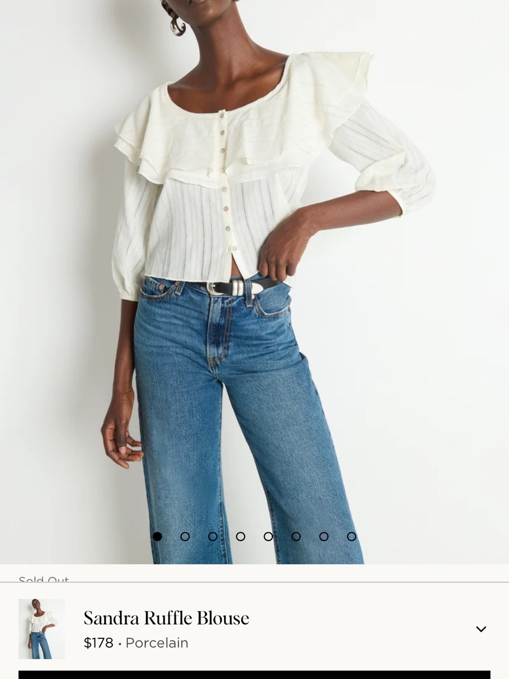 Size small Nation LTD Porcelain Sandra Ruffle Front Blouse